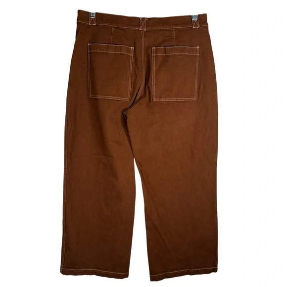 Madewell Emmett Wide Leg Chestnut Brown Trousers Womens P33 Jeans Pants Denim - Picture 7 of 10